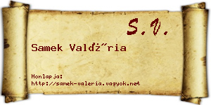 Samek Valéria névjegykártya